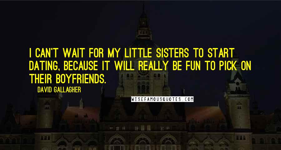 David Gallagher Quotes: I can't wait for my little sisters to start dating, because it will really be fun to pick on their boyfriends.