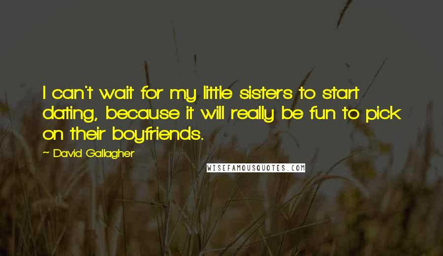 David Gallagher Quotes: I can't wait for my little sisters to start dating, because it will really be fun to pick on their boyfriends.