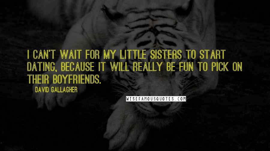 David Gallagher Quotes: I can't wait for my little sisters to start dating, because it will really be fun to pick on their boyfriends.