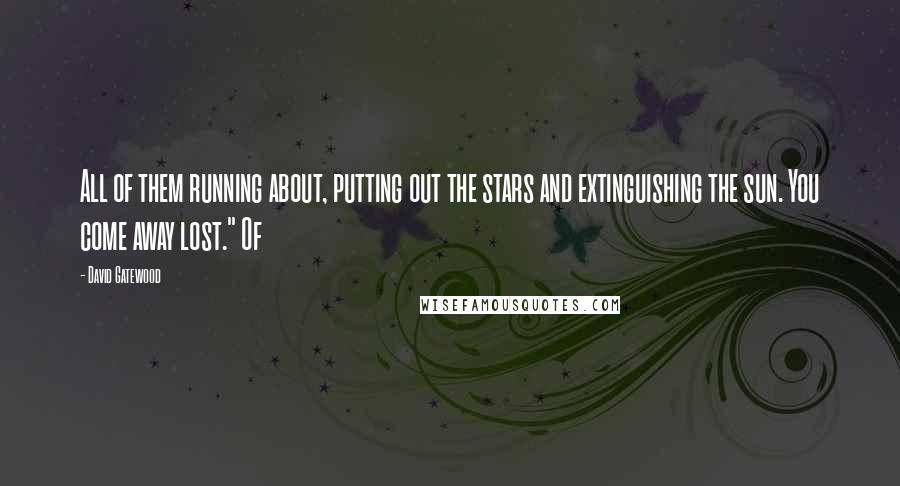 David Gatewood Quotes: All of them running about, putting out the stars and extinguishing the sun. You come away lost." Of