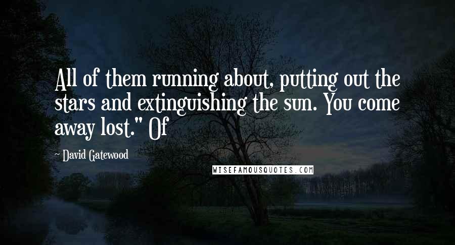 David Gatewood Quotes: All of them running about, putting out the stars and extinguishing the sun. You come away lost." Of