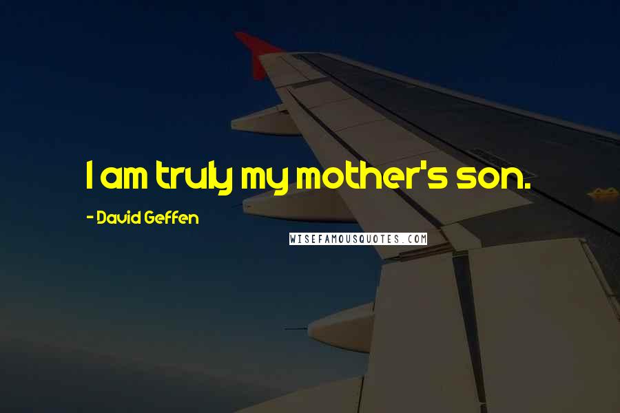 David Geffen Quotes: I am truly my mother's son.
