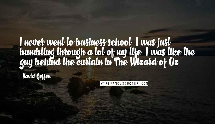 David Geffen Quotes: I never went to business school. I was just bumbling through a lot of my life. I was like the guy behind the curtain in The Wizard of Oz.