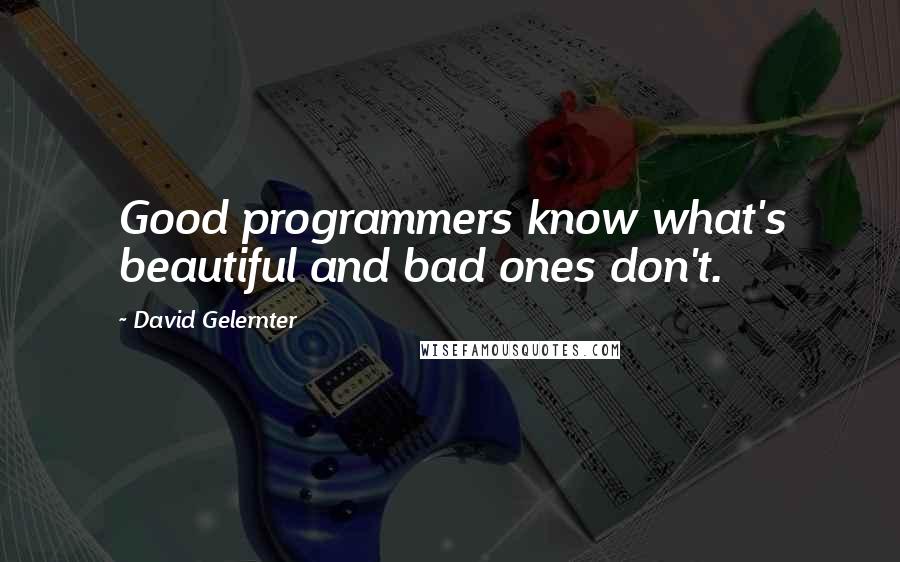 David Gelernter Quotes: Good programmers know what's beautiful and bad ones don't.