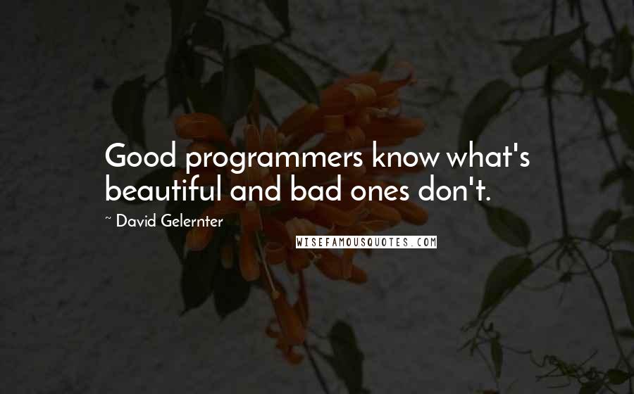 David Gelernter Quotes: Good programmers know what's beautiful and bad ones don't.