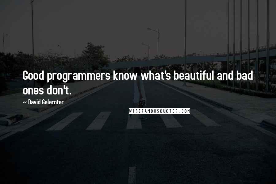 David Gelernter Quotes: Good programmers know what's beautiful and bad ones don't.