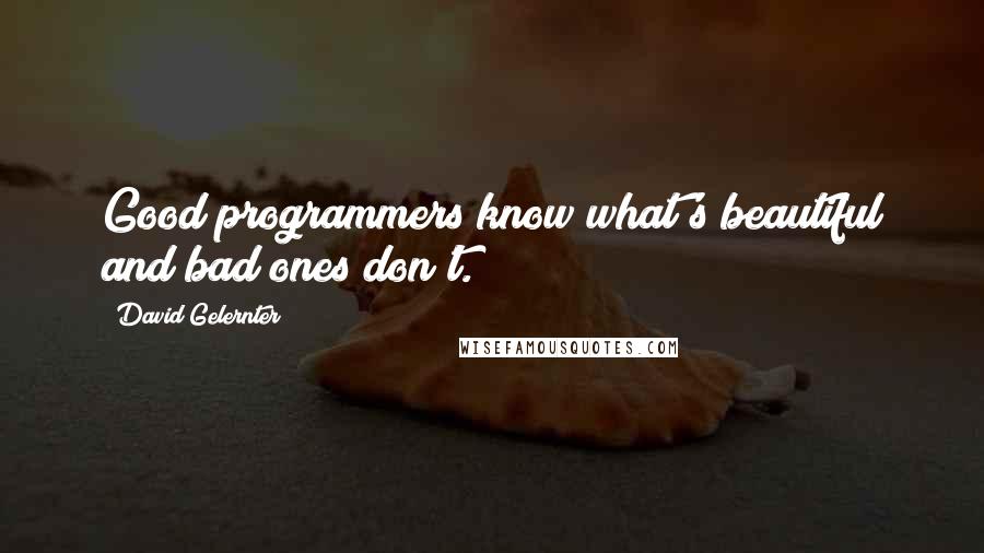 David Gelernter Quotes: Good programmers know what's beautiful and bad ones don't.