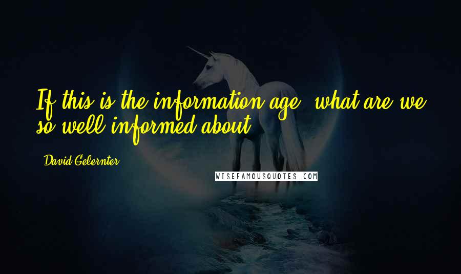 David Gelernter Quotes: If this is the information age, what are we so well-informed about?