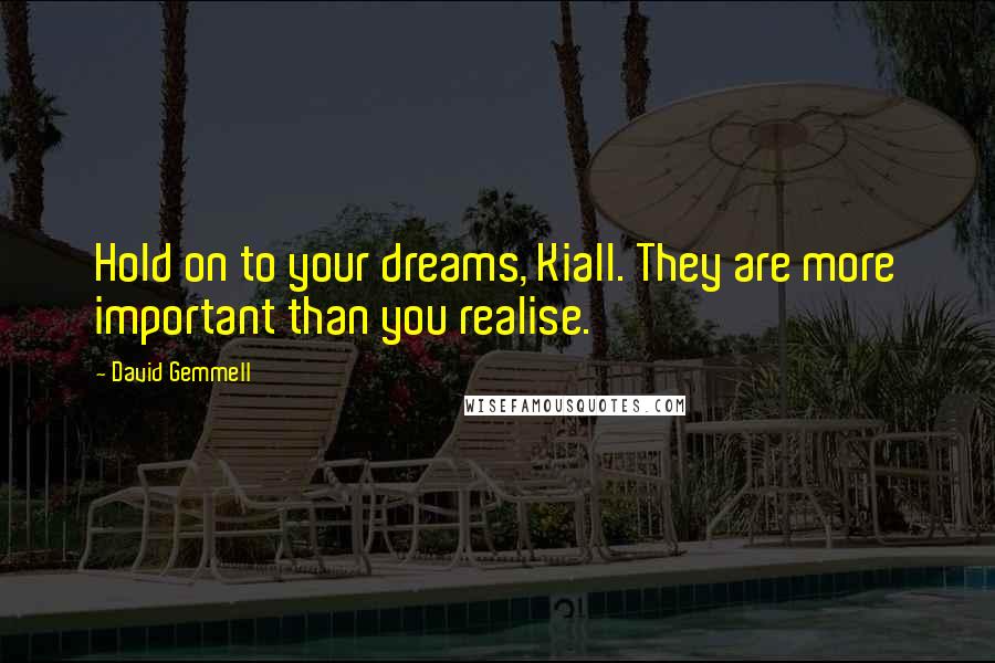 David Gemmell Quotes: Hold on to your dreams, Kiall. They are more important than you realise.