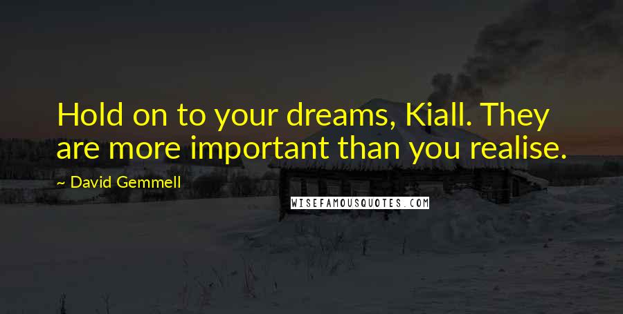 David Gemmell Quotes: Hold on to your dreams, Kiall. They are more important than you realise.
