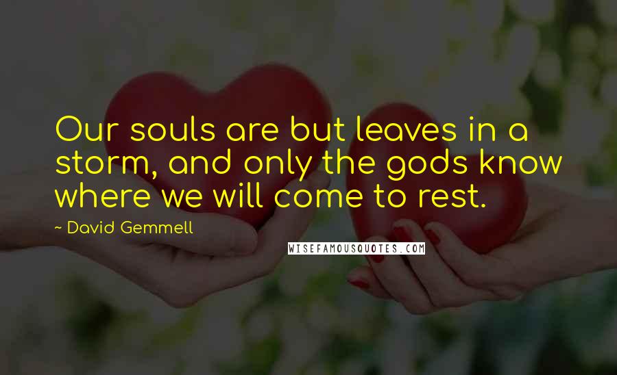 David Gemmell Quotes: Our souls are but leaves in a storm, and only the gods know where we will come to rest.