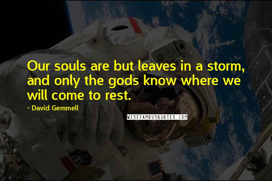 David Gemmell Quotes: Our souls are but leaves in a storm, and only the gods know where we will come to rest.