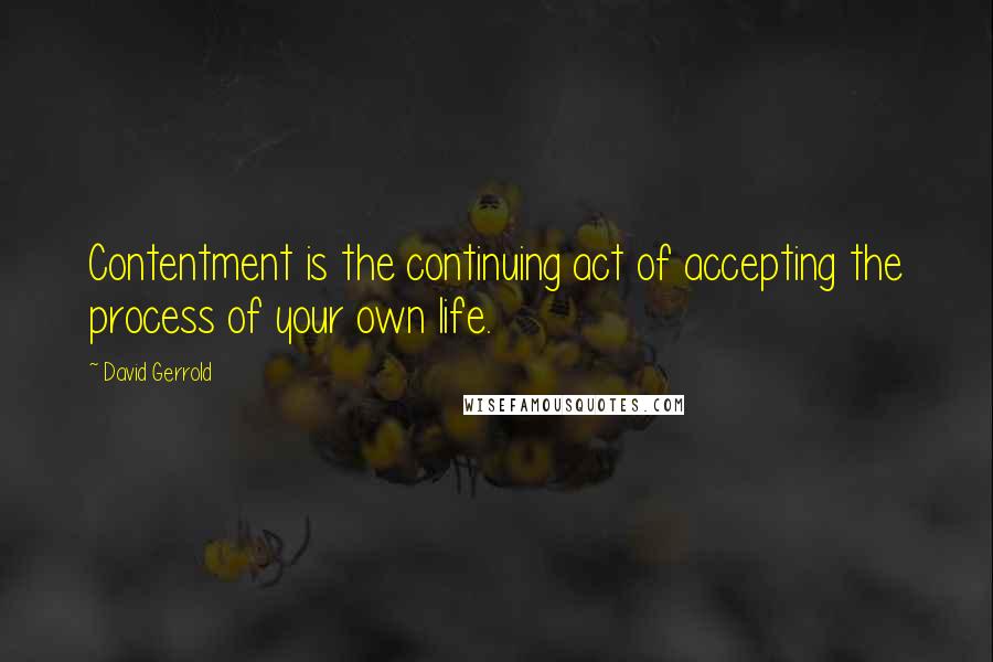 David Gerrold Quotes: Contentment is the continuing act of accepting the process of your own life.