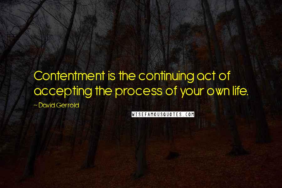 David Gerrold Quotes: Contentment is the continuing act of accepting the process of your own life.