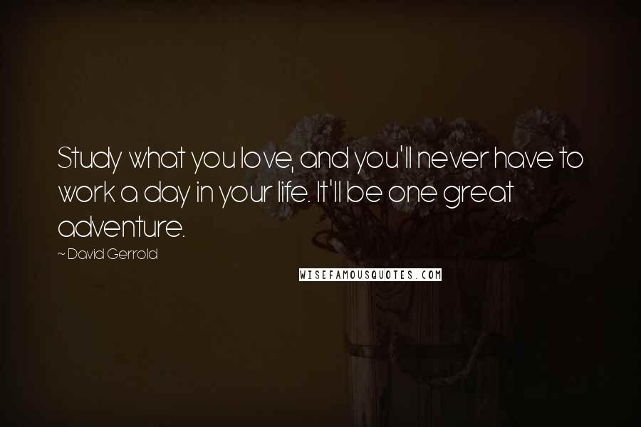 David Gerrold Quotes: Study what you love, and you'll never have to work a day in your life. It'll be one great adventure.