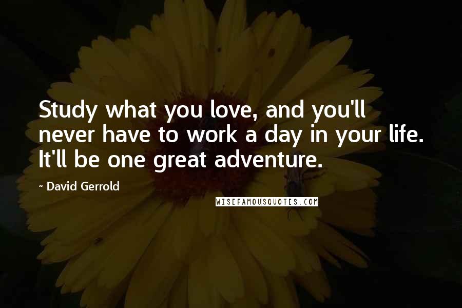 David Gerrold Quotes: Study what you love, and you'll never have to work a day in your life. It'll be one great adventure.