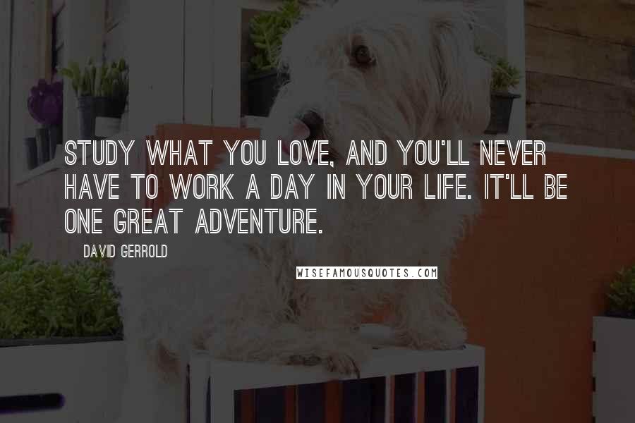 David Gerrold Quotes: Study what you love, and you'll never have to work a day in your life. It'll be one great adventure.