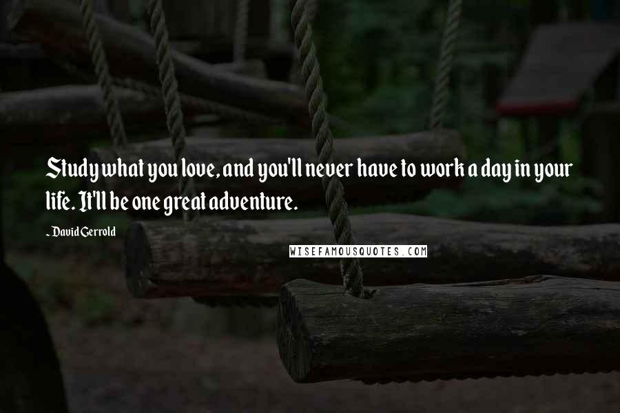 David Gerrold Quotes: Study what you love, and you'll never have to work a day in your life. It'll be one great adventure.