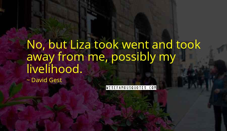 David Gest Quotes: No, but Liza took went and took away from me, possibly my livelihood.