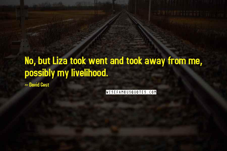 David Gest Quotes: No, but Liza took went and took away from me, possibly my livelihood.