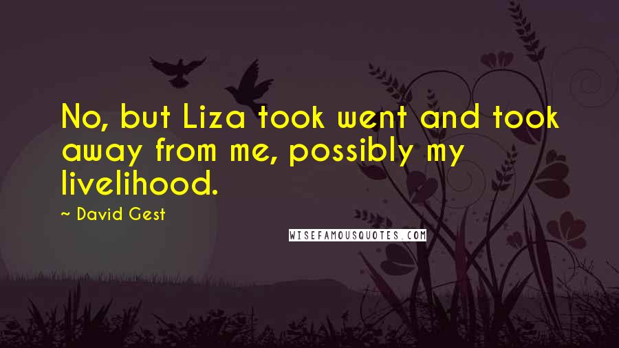 David Gest Quotes: No, but Liza took went and took away from me, possibly my livelihood.