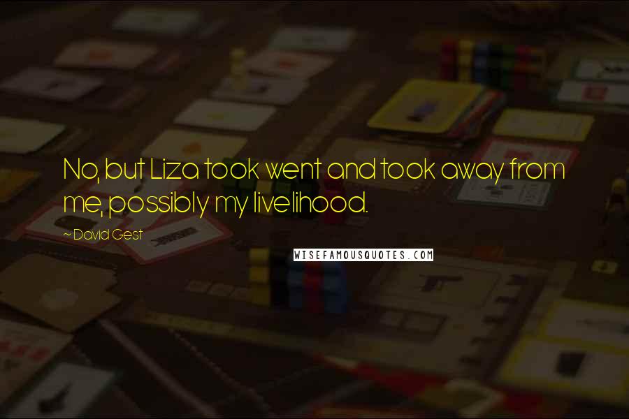 David Gest Quotes: No, but Liza took went and took away from me, possibly my livelihood.