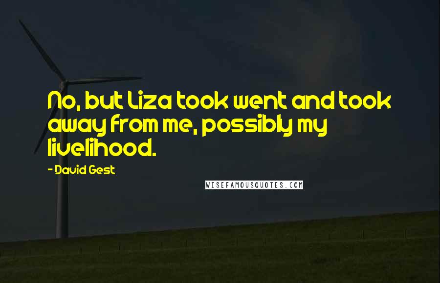 David Gest Quotes: No, but Liza took went and took away from me, possibly my livelihood.