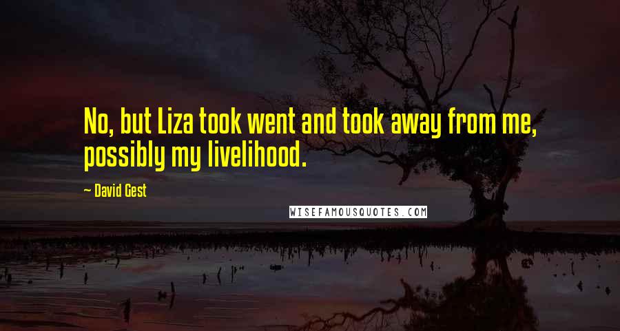 David Gest Quotes: No, but Liza took went and took away from me, possibly my livelihood.