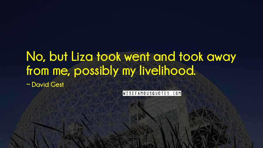 David Gest Quotes: No, but Liza took went and took away from me, possibly my livelihood.