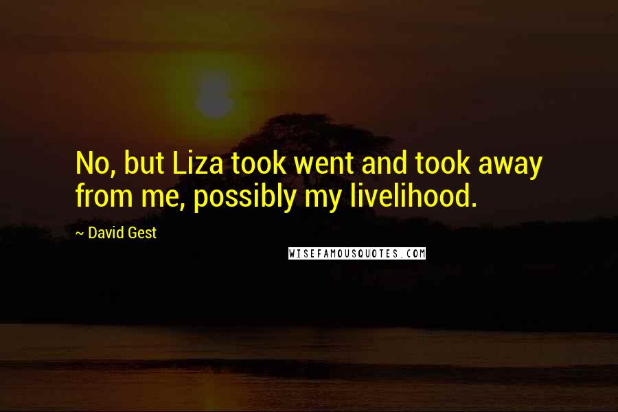 David Gest Quotes: No, but Liza took went and took away from me, possibly my livelihood.