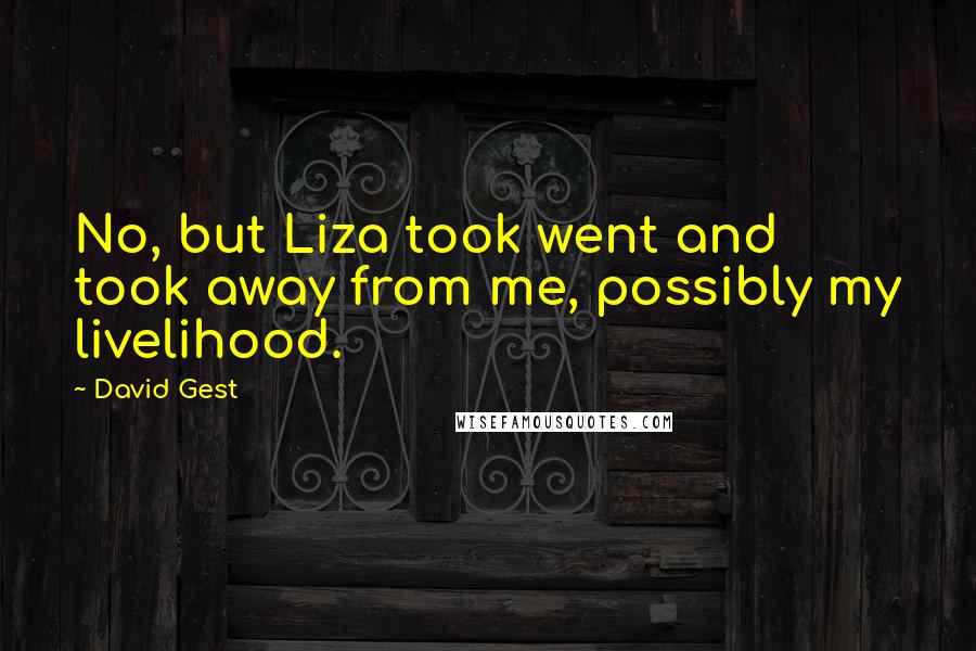 David Gest Quotes: No, but Liza took went and took away from me, possibly my livelihood.