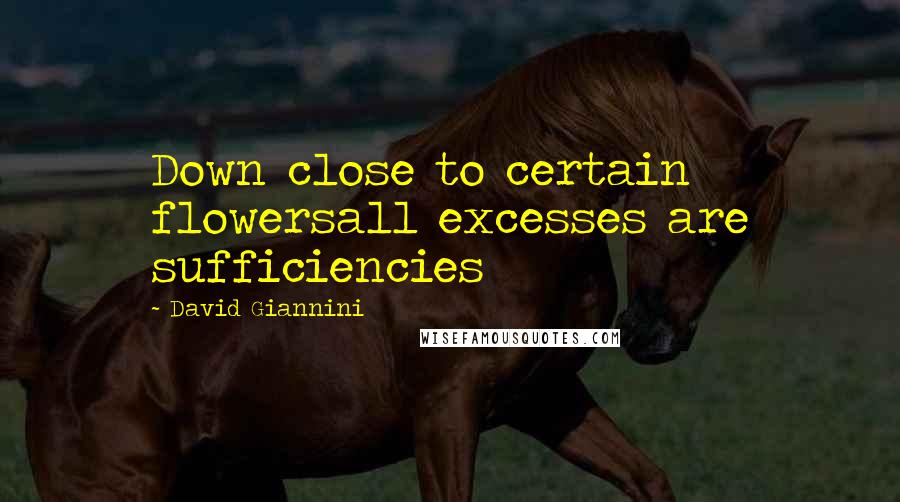 David Giannini Quotes: Down close to certain flowersall excesses are sufficiencies