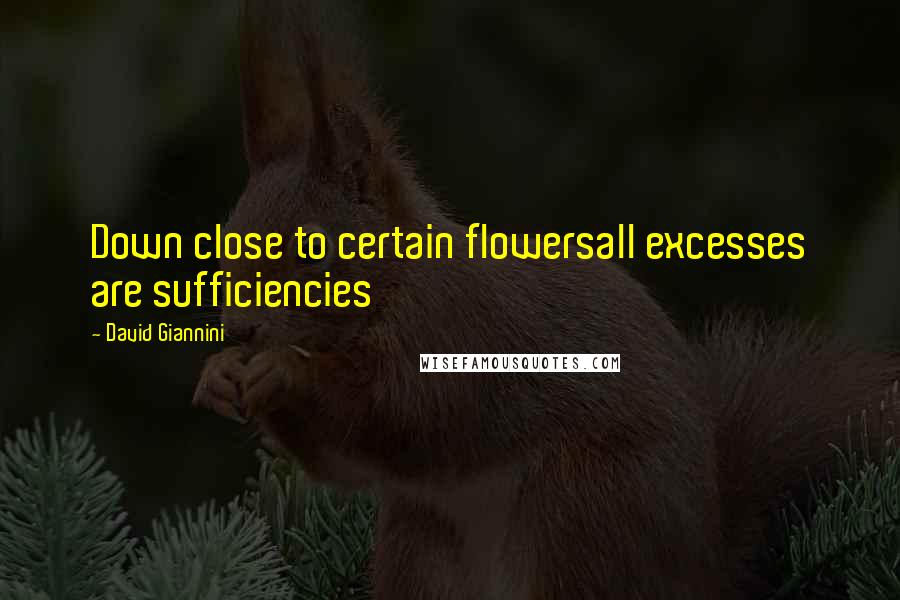 David Giannini Quotes: Down close to certain flowersall excesses are sufficiencies