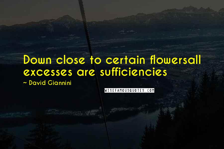 David Giannini Quotes: Down close to certain flowersall excesses are sufficiencies