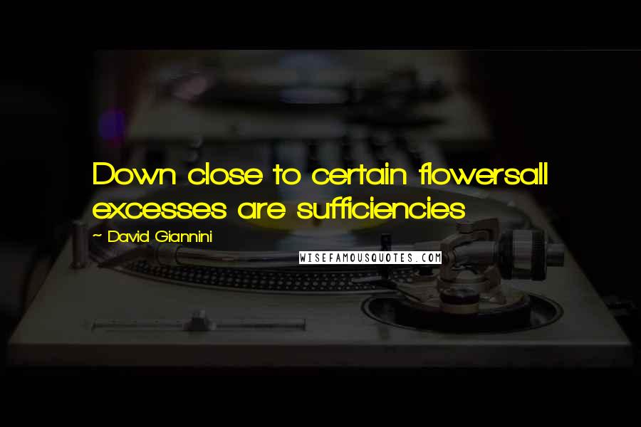 David Giannini Quotes: Down close to certain flowersall excesses are sufficiencies