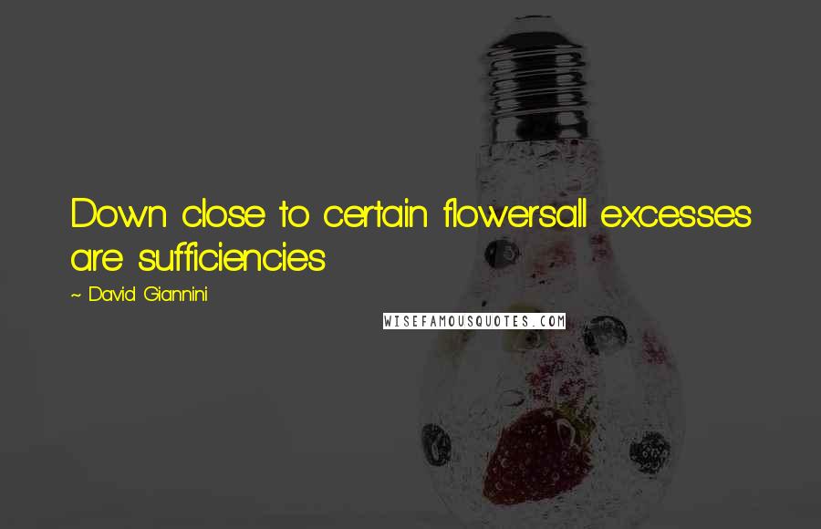 David Giannini Quotes: Down close to certain flowersall excesses are sufficiencies