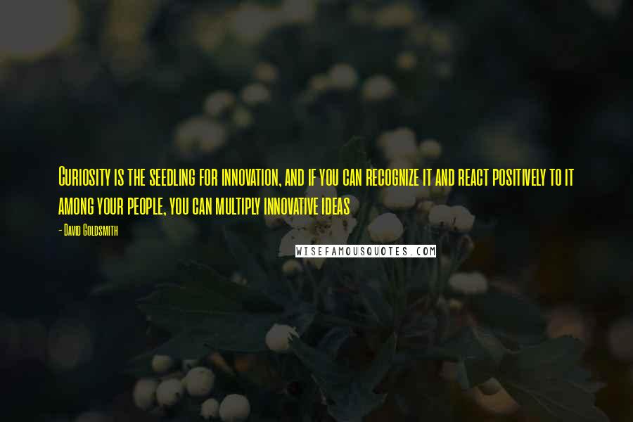 David Goldsmith Quotes: Curiosity is the seedling for innovation, and if you can recognize it and react positively to it among your people, you can multiply innovative ideas