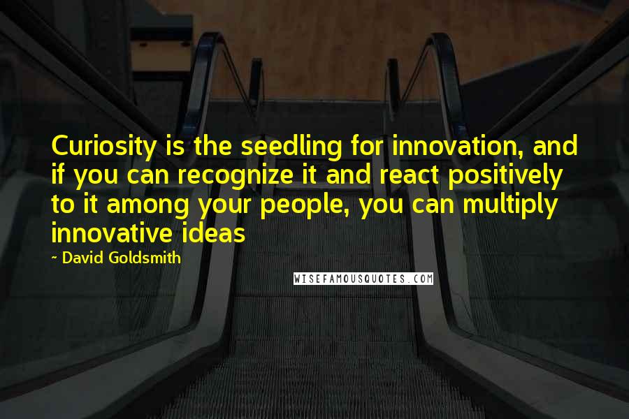 David Goldsmith Quotes: Curiosity is the seedling for innovation, and if you can recognize it and react positively to it among your people, you can multiply innovative ideas