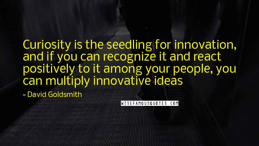 David Goldsmith Quotes: Curiosity is the seedling for innovation, and if you can recognize it and react positively to it among your people, you can multiply innovative ideas