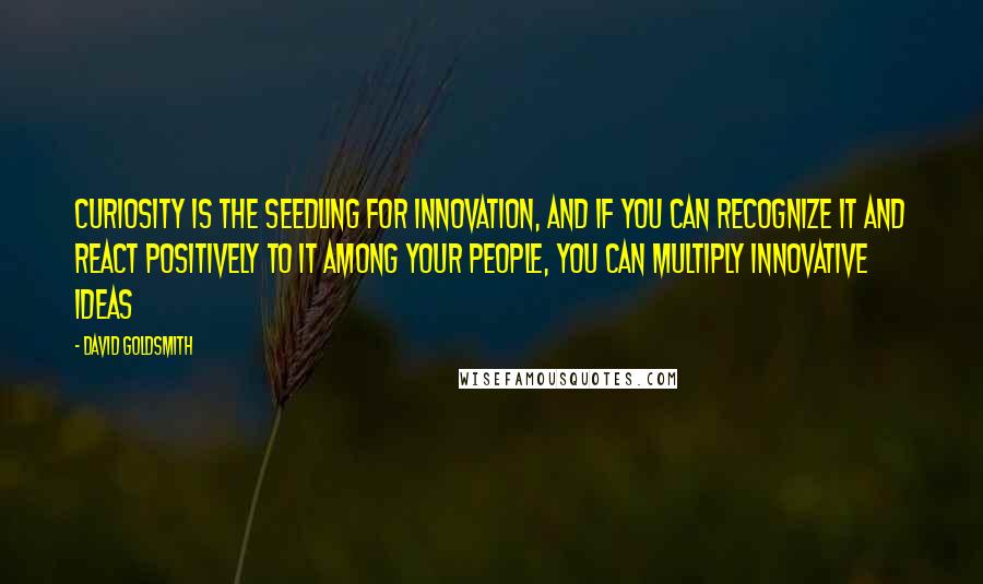 David Goldsmith Quotes: Curiosity is the seedling for innovation, and if you can recognize it and react positively to it among your people, you can multiply innovative ideas