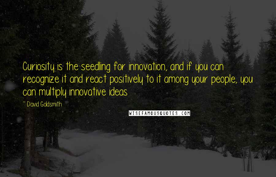 David Goldsmith Quotes: Curiosity is the seedling for innovation, and if you can recognize it and react positively to it among your people, you can multiply innovative ideas