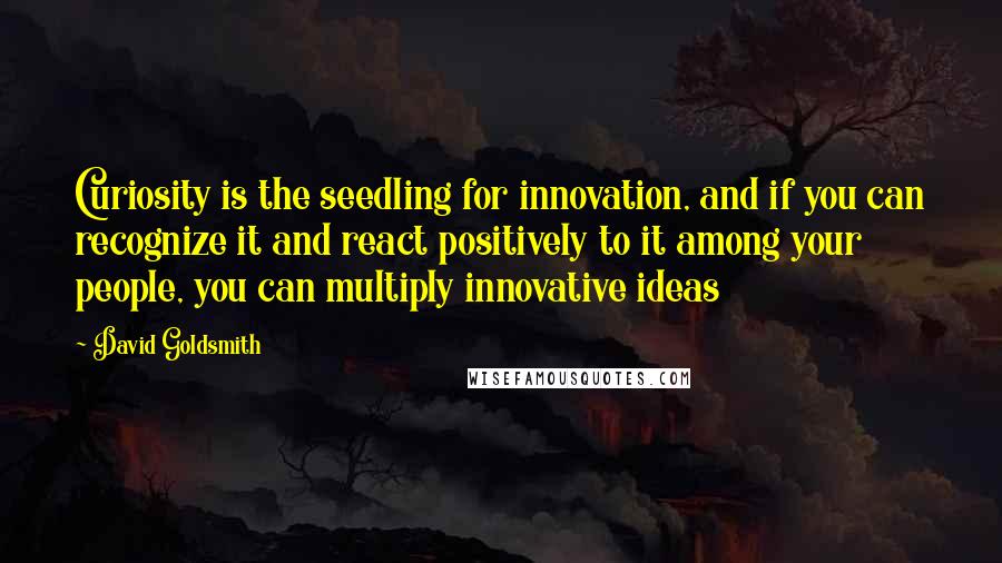 David Goldsmith Quotes: Curiosity is the seedling for innovation, and if you can recognize it and react positively to it among your people, you can multiply innovative ideas