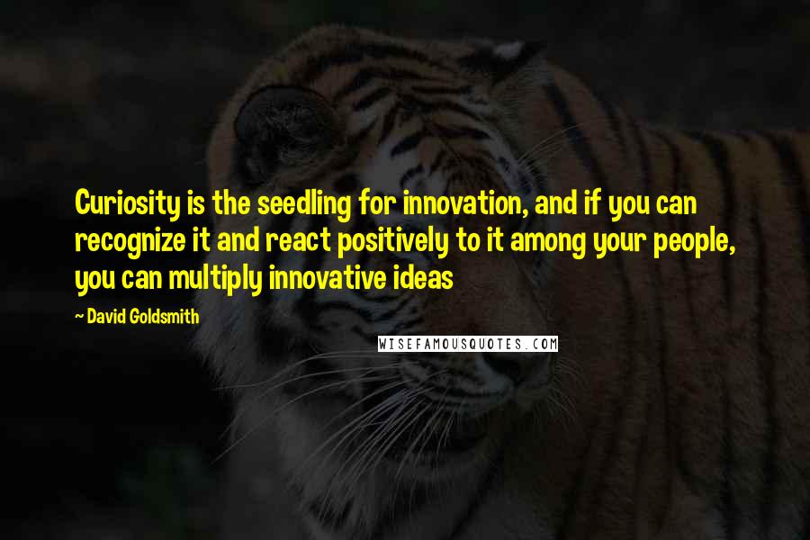 David Goldsmith Quotes: Curiosity is the seedling for innovation, and if you can recognize it and react positively to it among your people, you can multiply innovative ideas