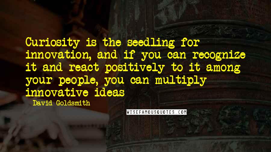 David Goldsmith Quotes: Curiosity is the seedling for innovation, and if you can recognize it and react positively to it among your people, you can multiply innovative ideas