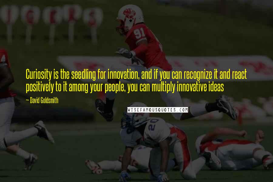 David Goldsmith Quotes: Curiosity is the seedling for innovation, and if you can recognize it and react positively to it among your people, you can multiply innovative ideas