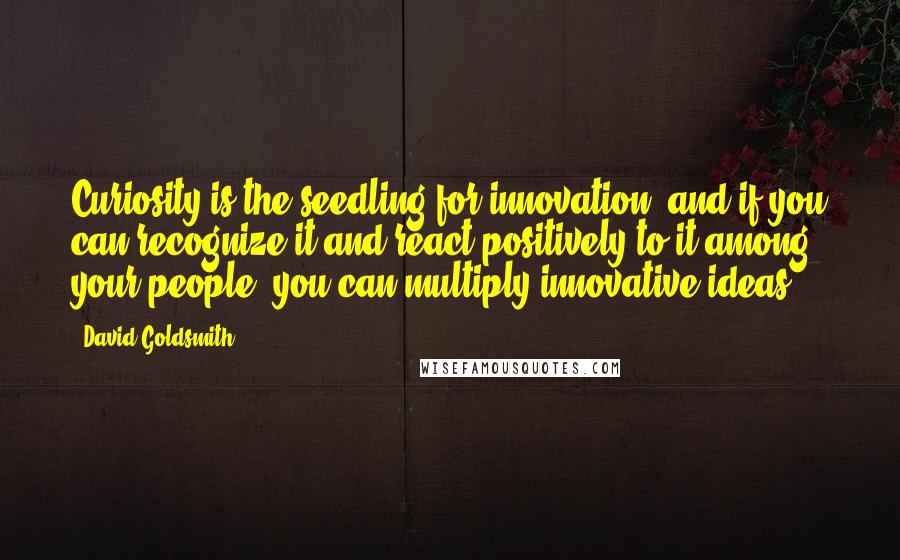 David Goldsmith Quotes: Curiosity is the seedling for innovation, and if you can recognize it and react positively to it among your people, you can multiply innovative ideas