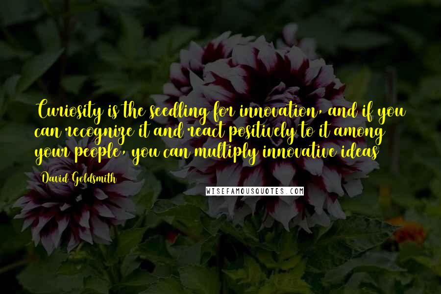 David Goldsmith Quotes: Curiosity is the seedling for innovation, and if you can recognize it and react positively to it among your people, you can multiply innovative ideas