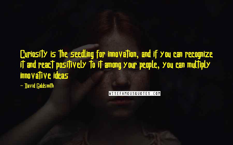 David Goldsmith Quotes: Curiosity is the seedling for innovation, and if you can recognize it and react positively to it among your people, you can multiply innovative ideas