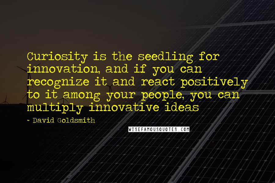 David Goldsmith Quotes: Curiosity is the seedling for innovation, and if you can recognize it and react positively to it among your people, you can multiply innovative ideas