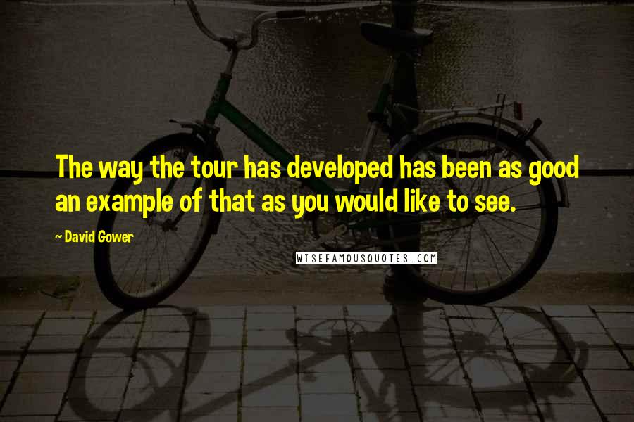 David Gower Quotes: The way the tour has developed has been as good an example of that as you would like to see.